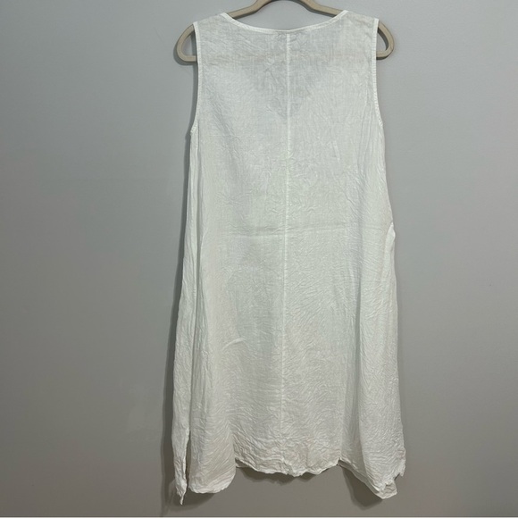 Francesca Bettini White 100% Linen Sleeveless V-Neck Midi Dress Women’s Medium - Picture 4 of 5